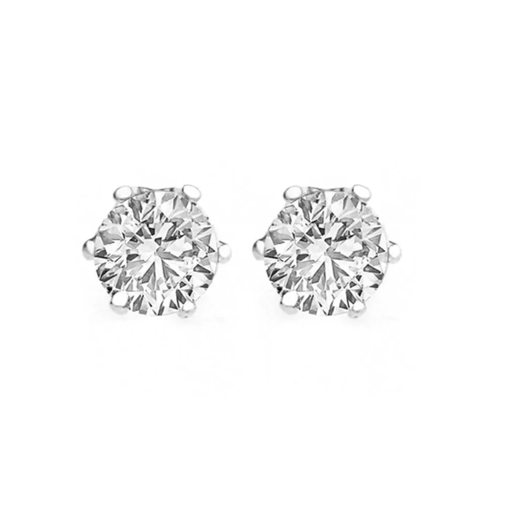 Swarovski Crystal 1 or 2 Carat Diamond stud earrings silver